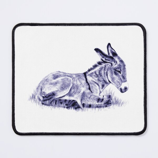 Item preview, Drawing of a reclining donkey foal - navy blue colored version designed and sold by SylvieG18.