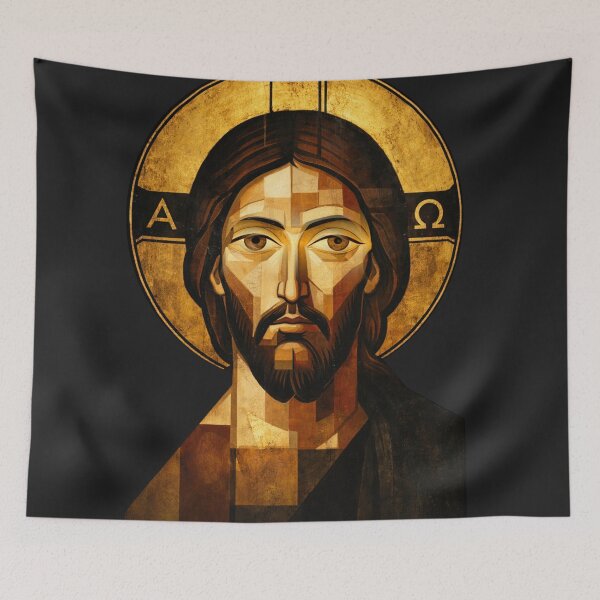 Item preview, Alpha & Omega Modern Icon Tee (Byzantine Bauhaus) designed and sold by Sanctum Icons.