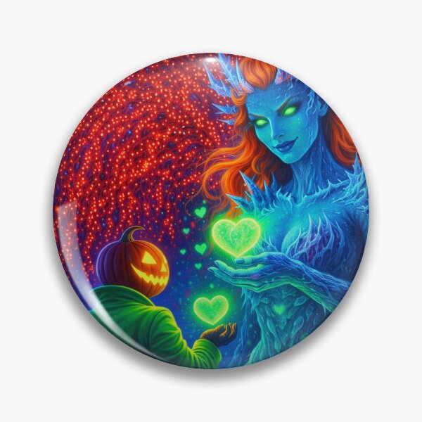 Item preview, Headless Horseman & Ice Goddess Romance – Fantasy Art Neon Love Illustration designed and sold by TheHorsemanRidesAgain.