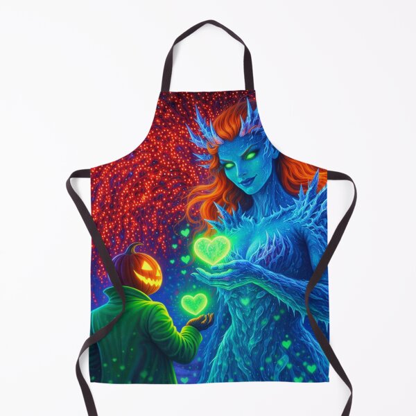 Item preview, Headless Horseman & Ice Goddess Romance – Fantasy Art Neon Love Illustration designed and sold by TheHorsemanRidesAgain.