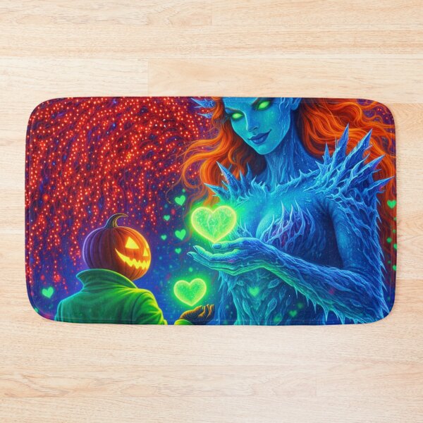 Item preview, Headless Horseman & Ice Goddess Romance – Fantasy Art Neon Love Illustration designed and sold by TheHorsemanRidesAgain.