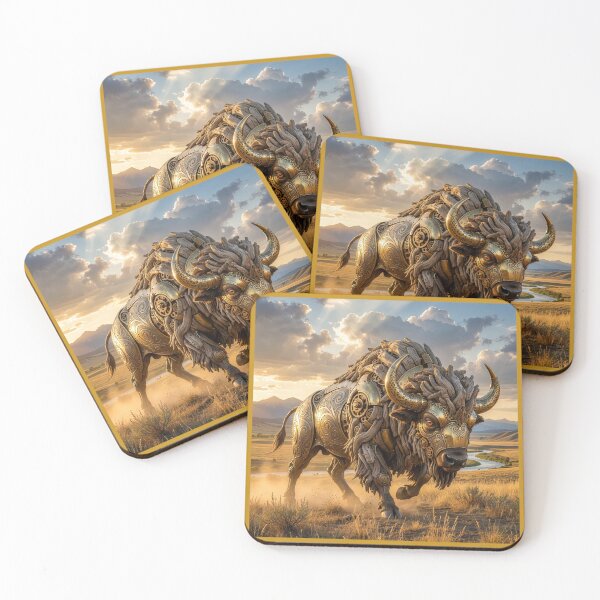Item preview, Brass and Driftwood Art Nouveau Bison designed and sold by Tridentulus.