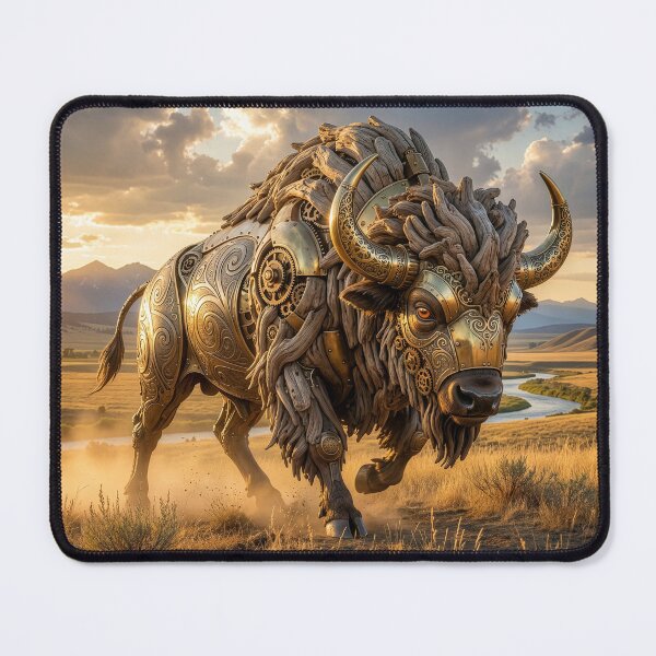 Item preview, Brass and Driftwood Art Nouveau Bison designed and sold by Tridentulus.