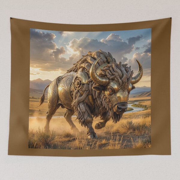 Item preview, Brass and Driftwood Art Nouveau Bison designed and sold by Tridentulus.