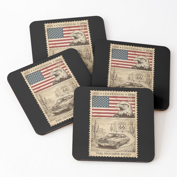 Item preview, Route 66 Desert Cactus Drive - Classic Muscle Car Stamp designed and sold by G350.