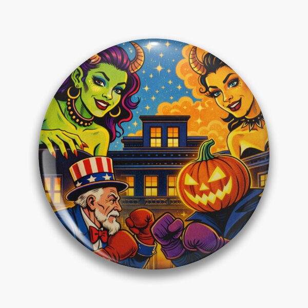 Item preview, Headless Horseman Boxing Uncle Sam — Mid Century Retro Illustration designed and sold by TheHorsemanRidesAgain.