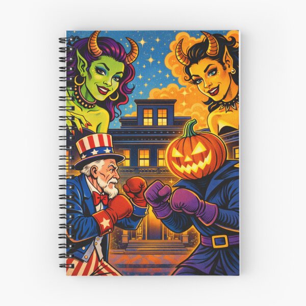 Item preview, Headless Horseman Boxing Uncle Sam — Mid Century Retro Illustration designed and sold by TheHorsemanRidesAgain.