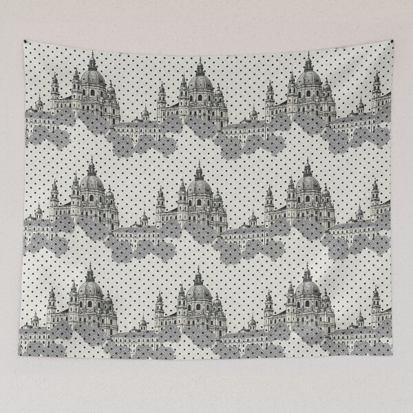 Item preview, Seamless pattern featuring the Hofkirche in Dresden with a polka dot overlay. designed and sold by KlarkiteTees.