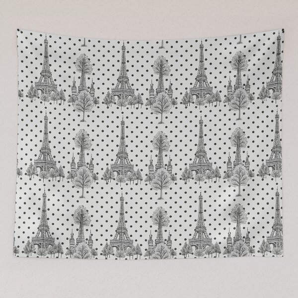 Item preview, Seamless pattern featuring the Eiffel Tower, trees, and polka dots. designed and sold by KlarkiteTees.