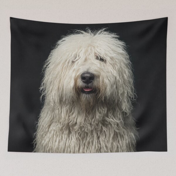 Item preview, Komondor Dog on Black designed and sold by Elisabeth Lucas.