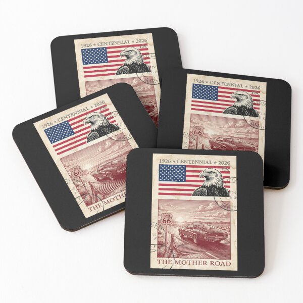 Item preview, Route 66 Sunset Cattle Guard - Red Muscle Car Stamp Art designed and sold by G350.