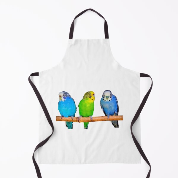 Item preview, Three Colorful Budgies on a Perch – Vibrant Parakeet Photography designed and sold by BlueRidgeBazaar.