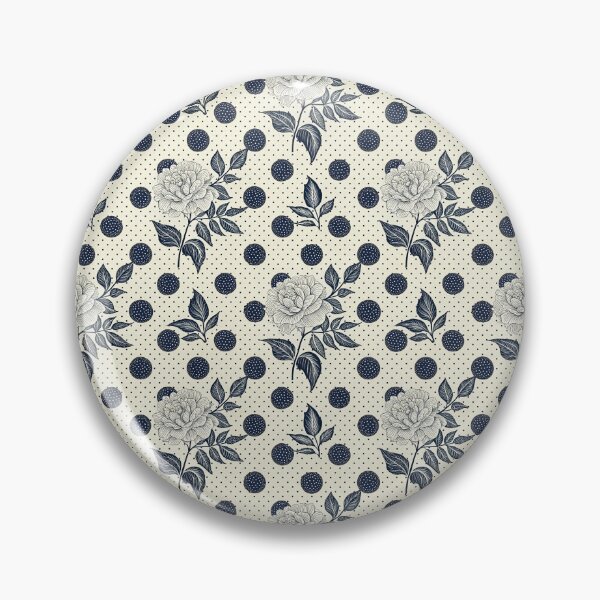 Item preview, Seamless pattern featuring floral design in a diamond pattern with navy polka dots and cream floral elements. designed and sold by KlarkiteTees.