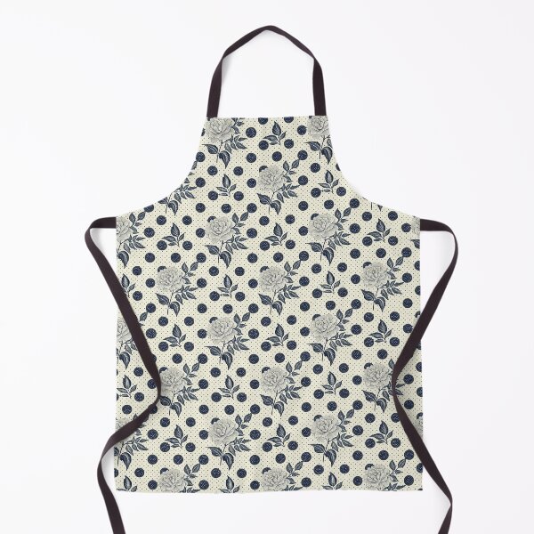 Item preview, Seamless pattern featuring floral design in a diamond pattern with navy polka dots and cream floral elements. designed and sold by KlarkiteTees.