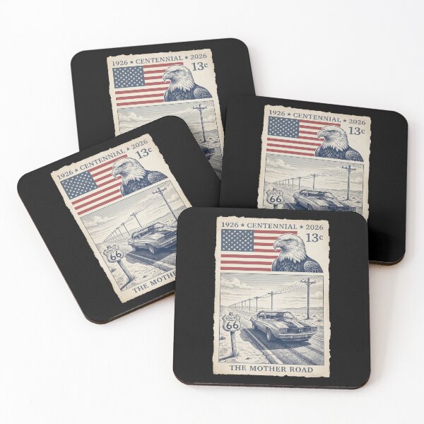 Item preview, Route 66 Endless Highway - Classic Muscle Car Stamp Art designed and sold by G350.
