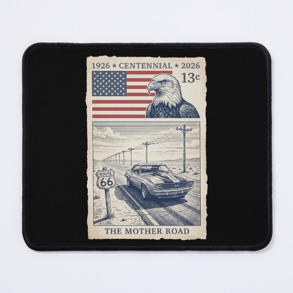 Item preview, Route 66 Endless Highway - Classic Muscle Car Stamp Art designed and sold by G350.