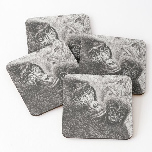 Item preview, Maternal Hope - Mountain Gorilla Ink Illustration - Portrait designed and sold by JanidAlfaro.