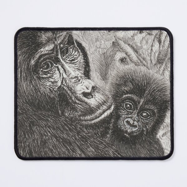 Item preview, Maternal Hope - Mountain Gorilla Ink Illustration - Portrait designed and sold by JanidAlfaro.