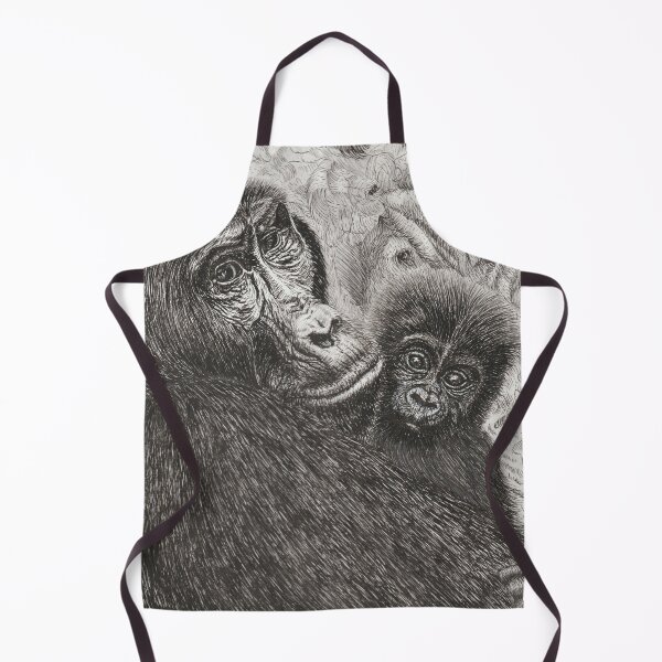 Item preview, Maternal Hope - Mountain Gorilla Ink Illustration - Portrait designed and sold by JanidAlfaro.