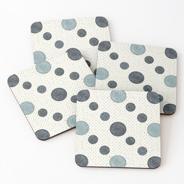 Item preview, Seamless pattern featuring navy and teal polka dots of various sizes on a light cream textured background. designed and sold by KlarkiteTees.