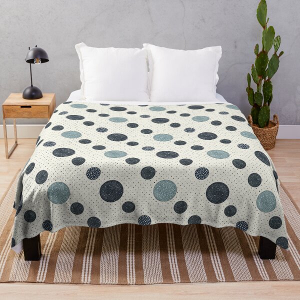 Item preview, Seamless pattern featuring navy and teal polka dots of various sizes on a light cream textured background. designed and sold by KlarkiteTees.