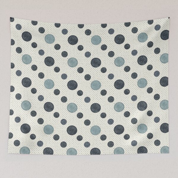 Item preview, Seamless pattern featuring navy and teal polka dots of various sizes on a light cream textured background. designed and sold by KlarkiteTees.