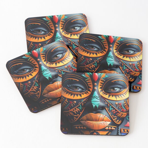 Item preview, African-Inspired Stylized Mask Colorfully Ornate Digital Art  designed and sold by DEC02.