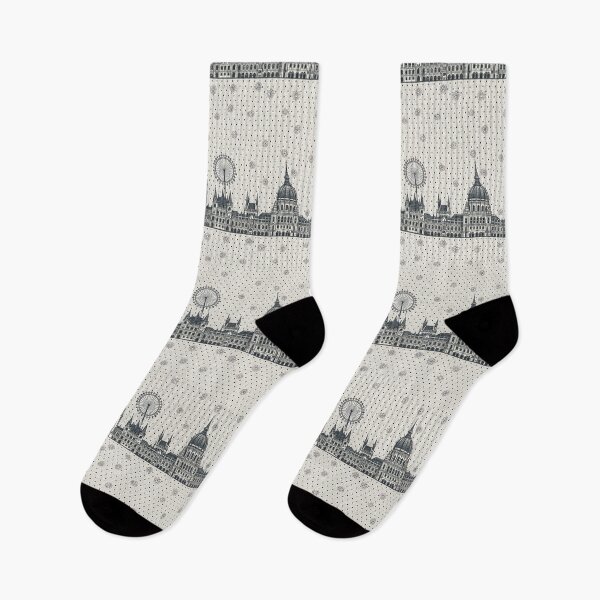 Item preview, Seamless pattern featuring a vintage London cityscape with architectural sketches, polka dots, and floral accents. designed and sold by KlarkiteTees.