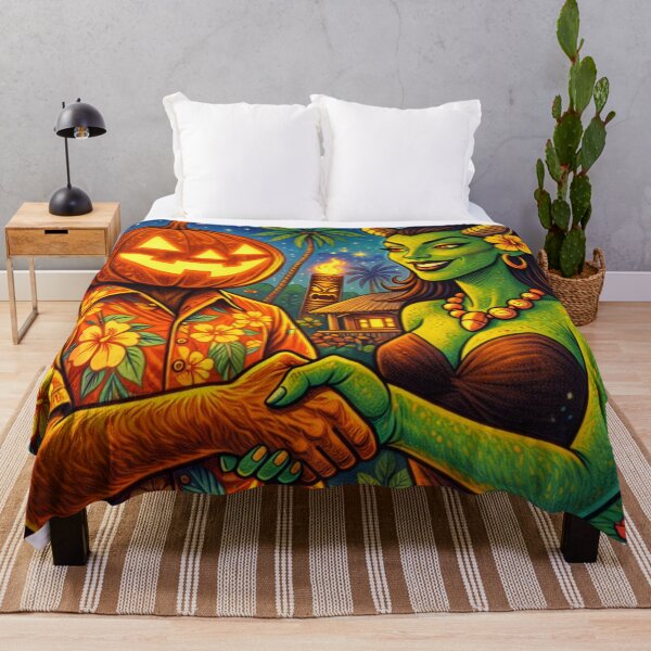 Item preview, Headless Horseman with Devil Woman — Tiki Pop Illustration designed and sold by TheHorsemanRidesAgain.