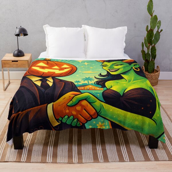 Item preview, Headless Horseman with Devil Woman — Mid Century Retro Pop Illustration designed and sold by TheHorsemanRidesAgain.