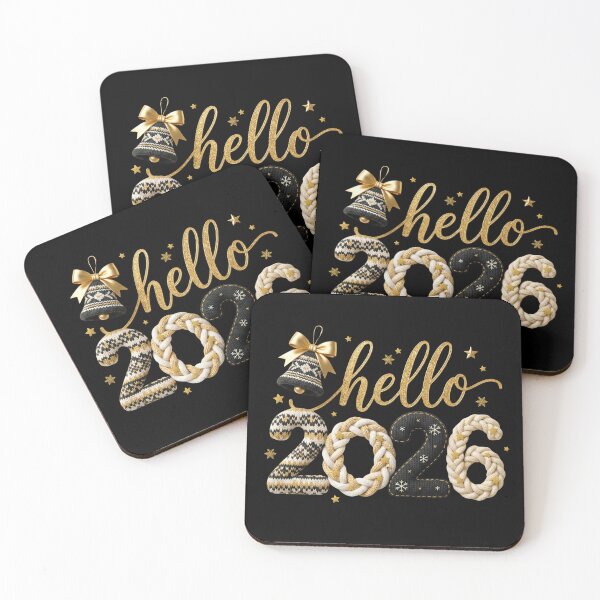 Item preview, Hello 2026 New Year Black Gold Knit Design designed and sold by PODgraphics.