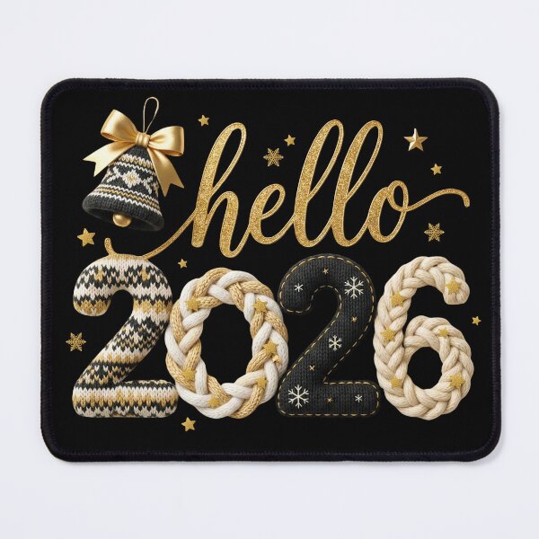 Item preview, Hello 2026 New Year Black Gold Knit Design designed and sold by PODgraphics.
