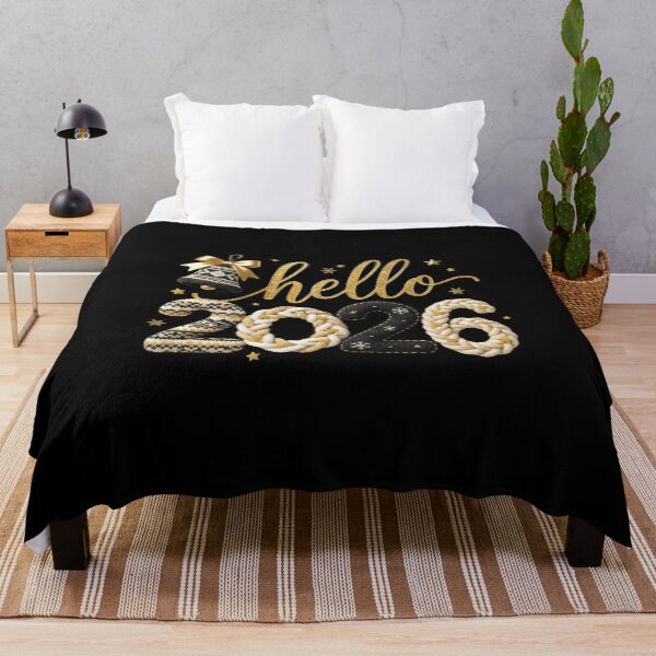 Item preview, Hello 2026 New Year Black Gold Knit Design designed and sold by PODgraphics.