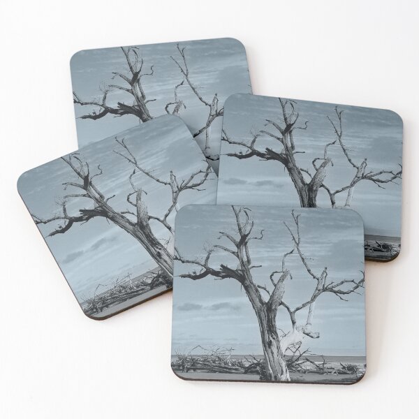 Item preview, Dead Tree on Empty Shore – Haunting Coastal Memento Mori Photography designed and sold by BlueRidgeBazaar.