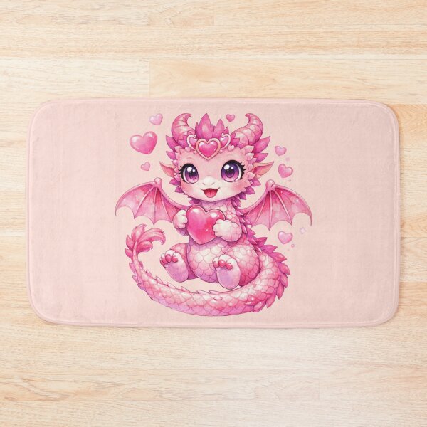 Item preview, Cheri the Heart Dragon – Cute Pink Fantasy Dragon Illustration designed and sold by inspired-works.