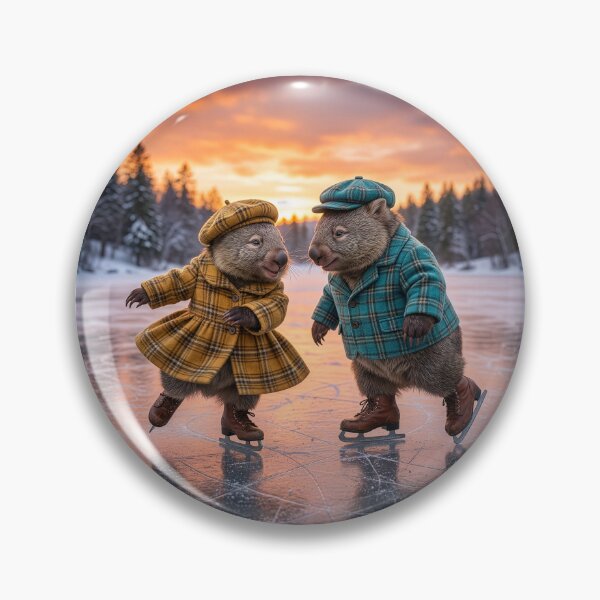Item preview, Lovely Wombat Couple Ice Skating at Sunset designed and sold by Tridentulus.