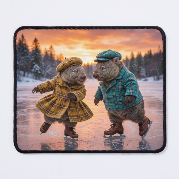 Item preview, Lovely Wombat Couple Ice Skating at Sunset designed and sold by Tridentulus.