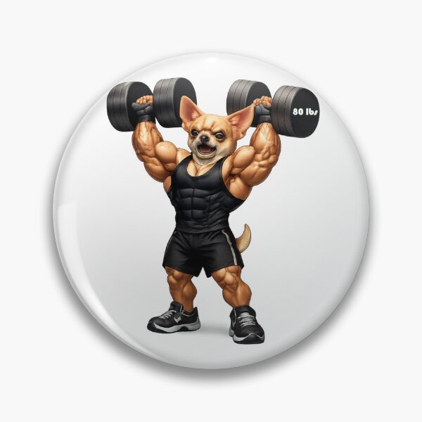 Item preview, Chihuahua Dog Muscles Shoulder Pressing 80lbs Dumbbells  designed and sold by Primal Pump Co LTD.