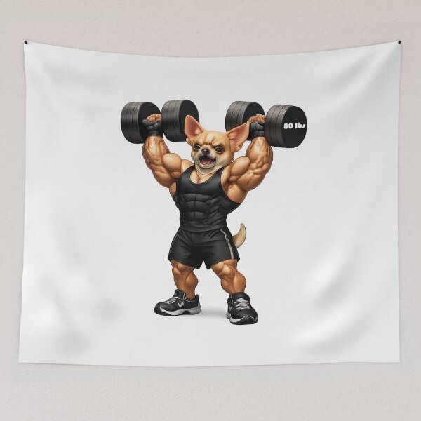 Item preview, Chihuahua Dog Muscles Shoulder Pressing 80lbs Dumbbells  designed and sold by Primal Pump Co LTD.