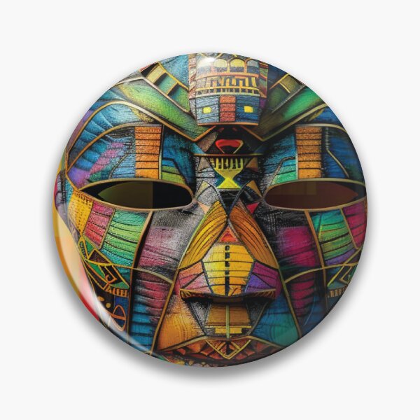 Item preview, African-Inspired Stylized Mask Boldly Colorful Digital Art designed and sold by DEC02.