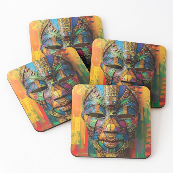 Item preview, African-Inspired Stylized Mask Boldly Colorful Digital Art designed and sold by DEC02.