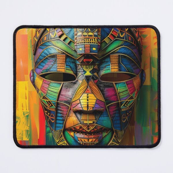 Item preview, African-Inspired Stylized Mask Boldly Colorful Digital Art designed and sold by DEC02.