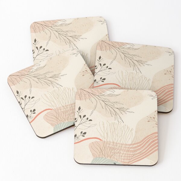 Item preview, Minimalist Japandi Botanical Pattern with Abstract Line Art and Pastel Shapes designed and sold by VibranPalette.