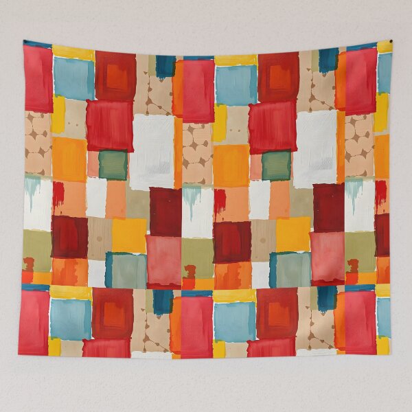 Item preview, Abstract Collage of Textured Square Pieces in a Vibrant Spectrum of Colors	 designed and sold by FRH Design ⭐⭐⭐⭐⭐.