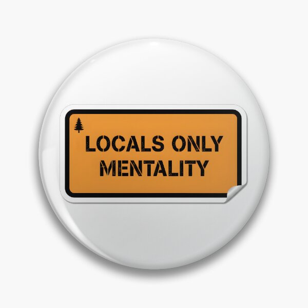 Item preview, Orange Locals Only Mentality sticker with pine tree icon designed and sold by homydesign.