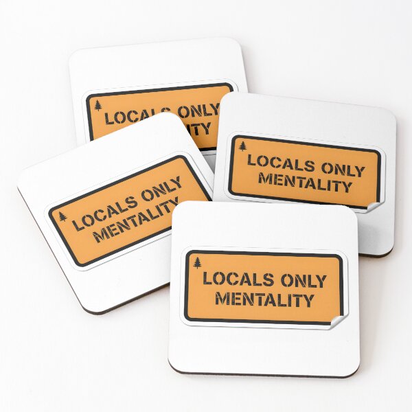 Item preview, Orange Locals Only Mentality sticker with pine tree icon designed and sold by homydesign.