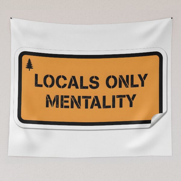 Item preview, Orange Locals Only Mentality sticker with pine tree icon designed and sold by homydesign.