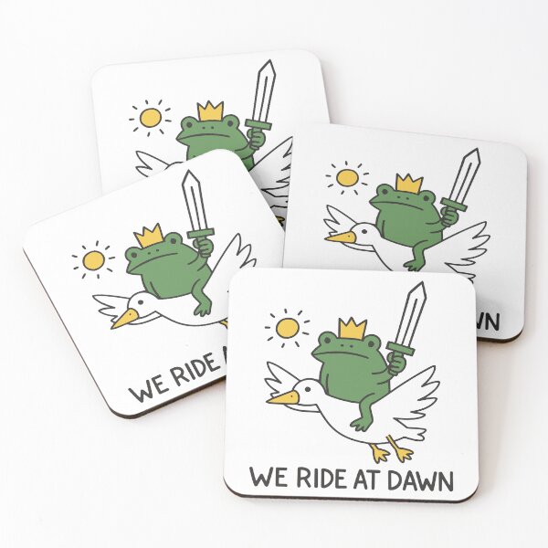 Item preview, We Ride At Dawn - Cute Frog And Duck  Funny Cottagecore Meme designed and sold by gunaone-design.