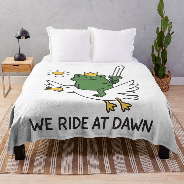 Item preview, We Ride At Dawn - Cute Frog And Duck Funny Cottagecore Meme designed and sold by gunaone-design.