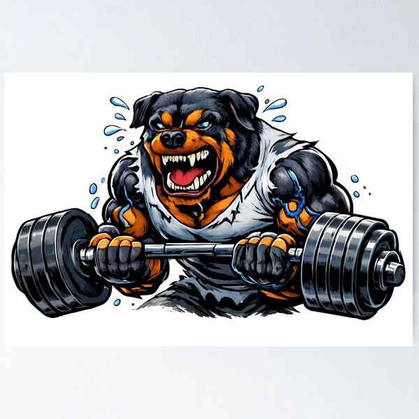 Item preview, Vicious Rottweiler Dog Muscles Barbell Curl Design designed and sold by Primal Pump Co LTD.